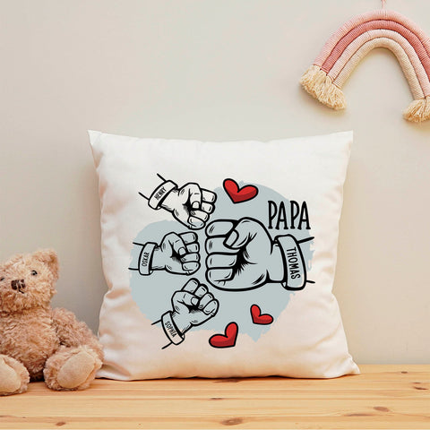 Bedrucktes Kissen mit Motiv Papa fist bump