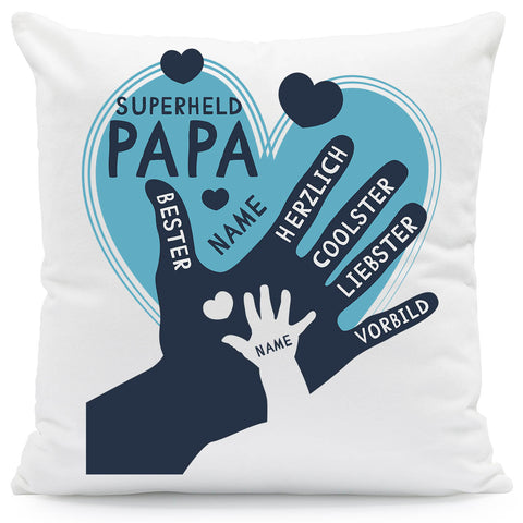 Bedrucktes Kissen mit Motiv Papa Hand