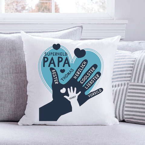 Bedrucktes Kissen mit Motiv Papa Hand