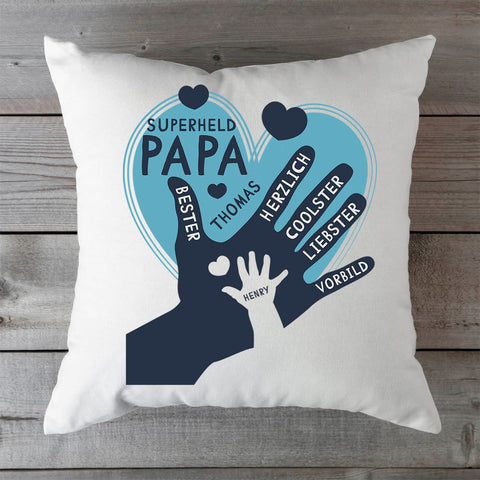 Bedrucktes Kissen mit Motiv Papa Hand