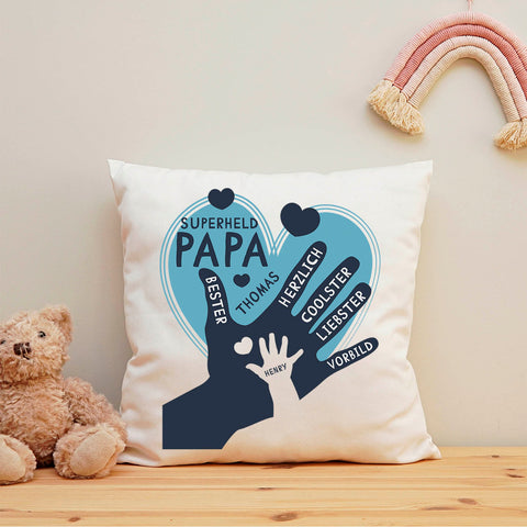 Bedrucktes Kissen mit Motiv Papa Hand