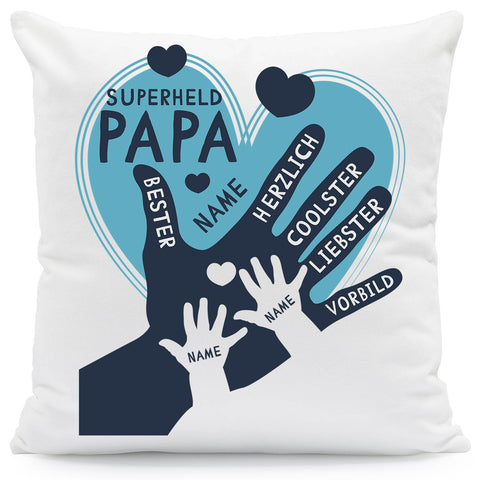 Bedrucktes Kissen mit Motiv Papa Hand