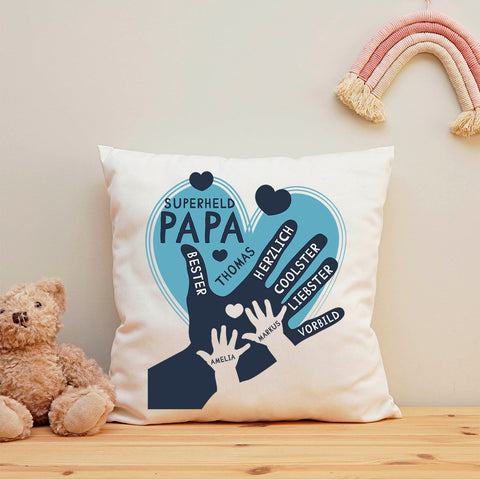 Bedrucktes Kissen mit Motiv Papa Hand