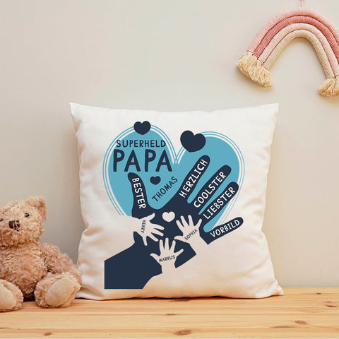Bedrucktes Kissen mit Motiv Papa Hand