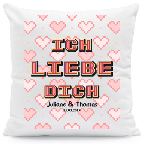 Bedrucktes Kissen mit Motiv "Pixel Heart"