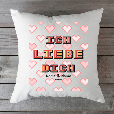 Bedrucktes Kissen mit Motiv "Pixel Heart"
