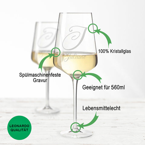 Leonardo Weinglas mit Gravur "Buchstabe" mit Name