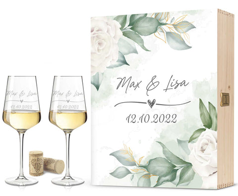 Leonardo Gläser mit Gravur im "Wedding Love" Design als Set