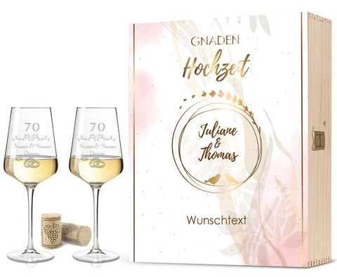 Leonardo Weingläser im "Gnadenhochzeit - 70 Jahre" Design als Set