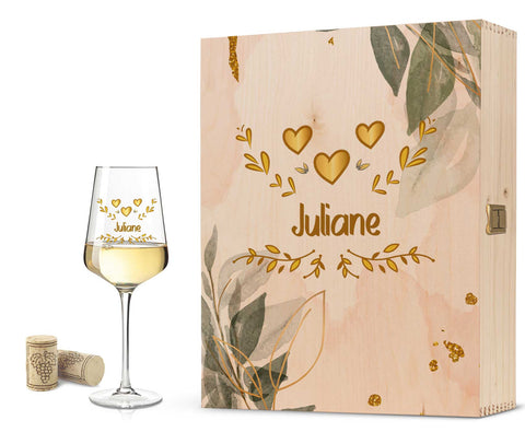 Leonardo Weinglas mit UV-Druck "Herzensmensch Floral Gold" Design