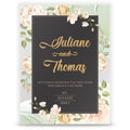 Hochzeitseinladungskarte im Roses-with-Black-and-Golden Design
