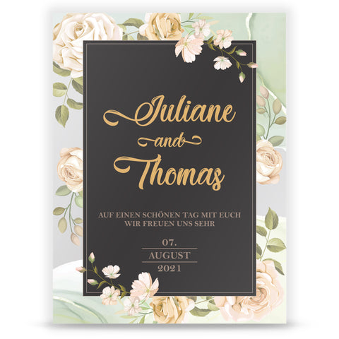Hochzeitseinladungskarte im Roses-with-Black-and-Golden Design