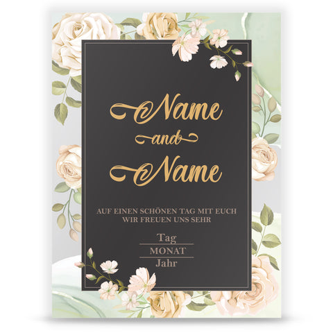 Hochzeitseinladungskarte im Roses-with-Black-and-Golden Design