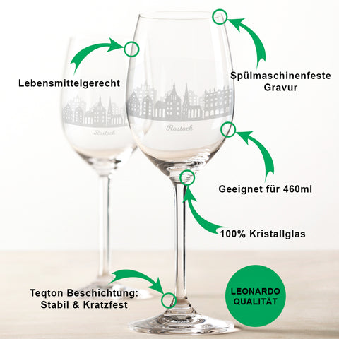 Leonardo Weingläser mit Skyline Rostock Gravur im Set
