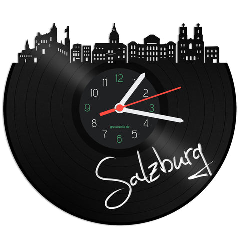 Schallplattenuhr Skyline Salzburg
