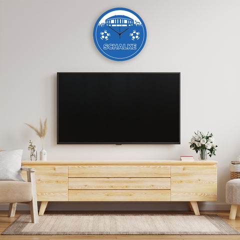Wanduhr aus Holz Vereinsliebe Schalke - mit UV Druck
