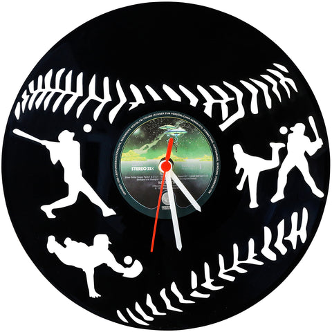 Schallplattenuhr Baseball
