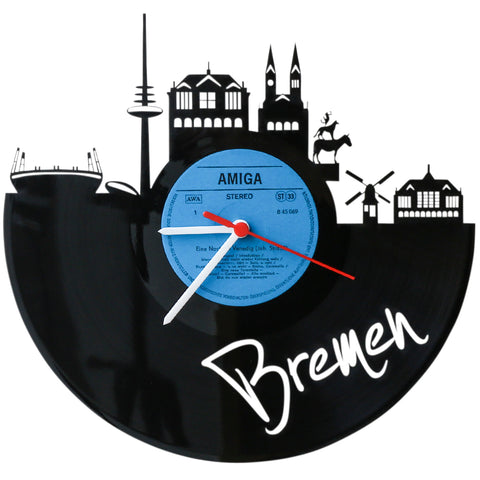 Schallplattenuhr Skyline Bremen