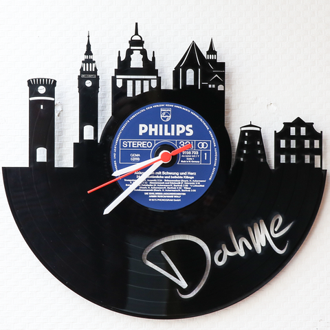 Schallplattenuhr Skyline Dahme/Mark