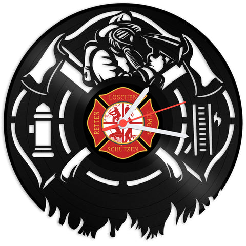 Schallplattenuhr Feuerwehr