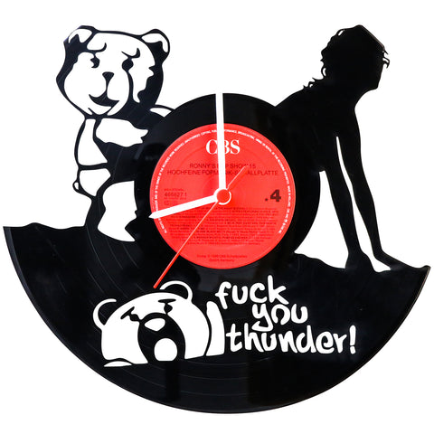 Schallplattenuhr Fuck You Thunder