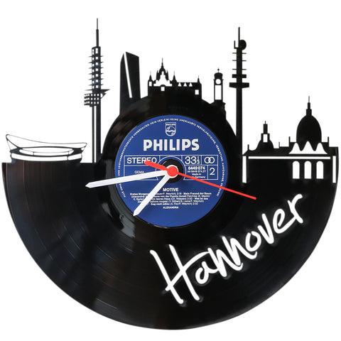 Schallplattenuhr Skyline Hannover