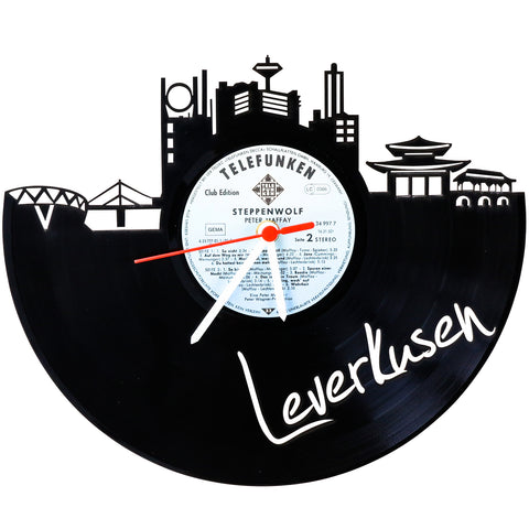 Schallplattenuhr Skyline Leverkusen
