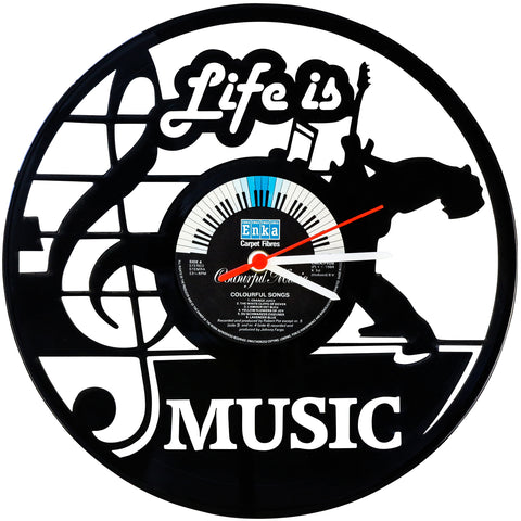 Schallplattenuhr Life is Music