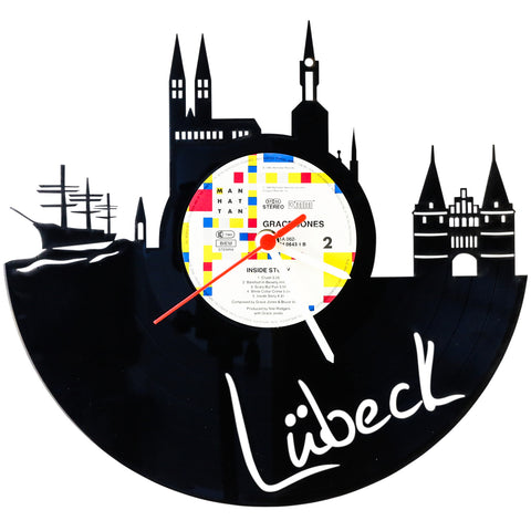 Schallplattenuhr Skyline Lübeck