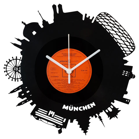 Schallplattenuhr Skyline München 2017