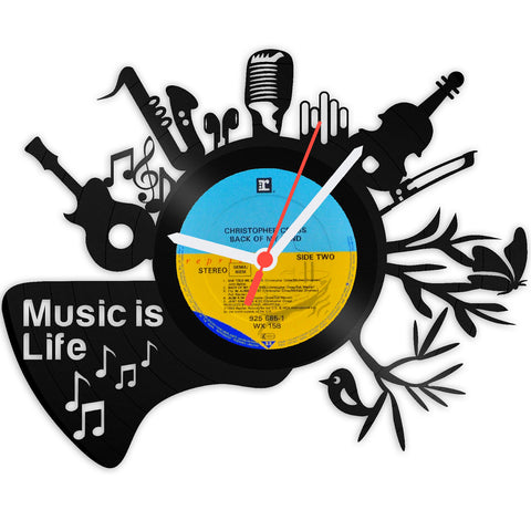 Schallplattenuhr Music is Life