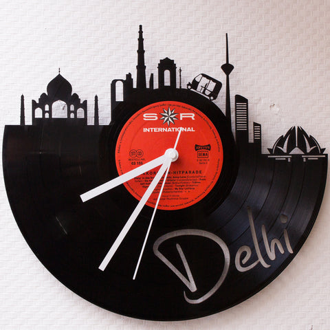 Schallplattenuhr Skyline Delhi