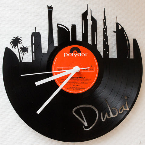 Schallplattenuhr Skyline Dubai