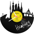 Schallplattenuhr Skyline Hamburg 2016