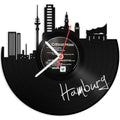 Schallplattenuhr Skyline Hamburg