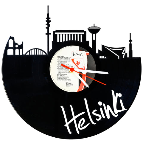 Schallplattenuhr Skyline Helsinki