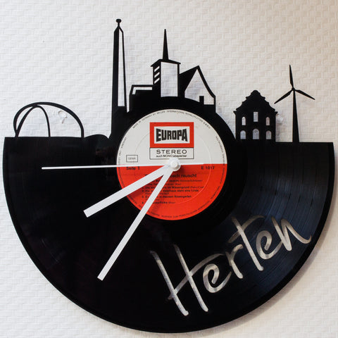Schallplattenuhr Skyline Herten