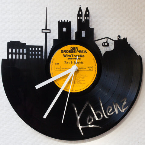 Schallplattenuhr Skyline Koblenz