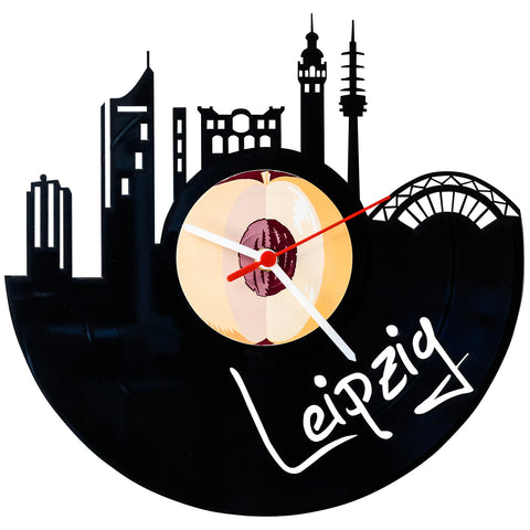 Schallplattenuhr Skyline Leipzig