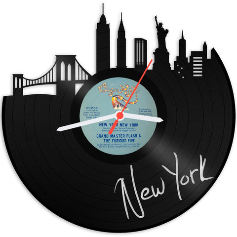 Schallplattenuhr Skyline New York