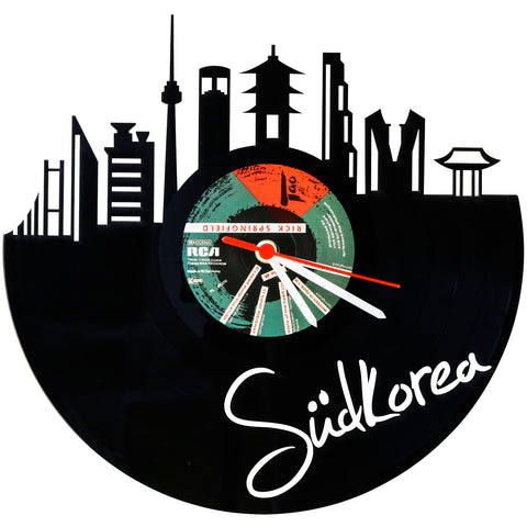 Schallplattenuhr Skyline Südkorea