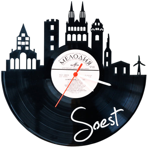 Schallplattenuhr Skyline Soest