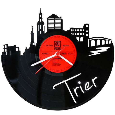 Schallplattenuhr Skyline Trier