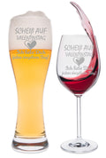 Leonardo "Scheiß auf Valentinstag" Geschenk Set Weinglas + Weizenglas