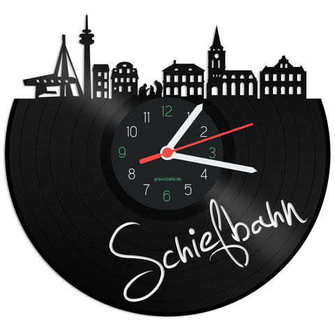 Schallplattenuhr Skyline Schiefbahn