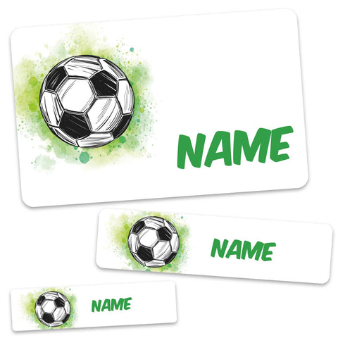 Schuletiketten mit Namen - Fußball Design - 100 Aufkleber in verschiedenen Größen
