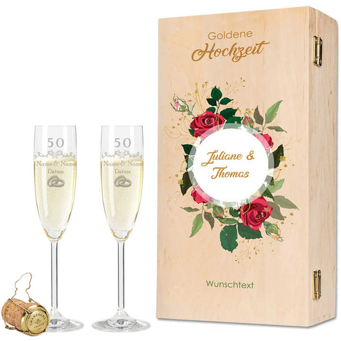 Leonardo Sektgläser mit Gravur "Goldene Hochzeit - 50 Jahre"
