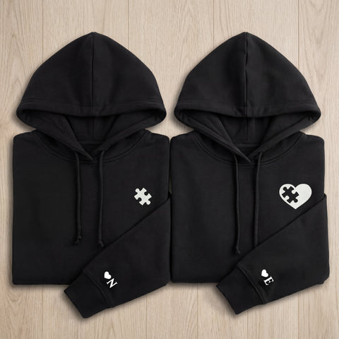 Partnerhoodies - Puzzleteil - Personalisiertes Hoodie Set mit Buchstabe im Partnerlook