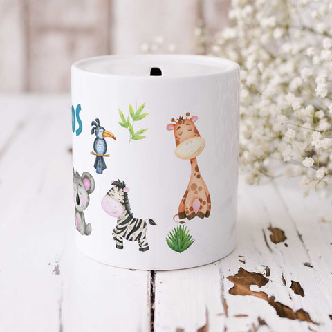 Bedruckte Spardose - Safari Design für Kinder
