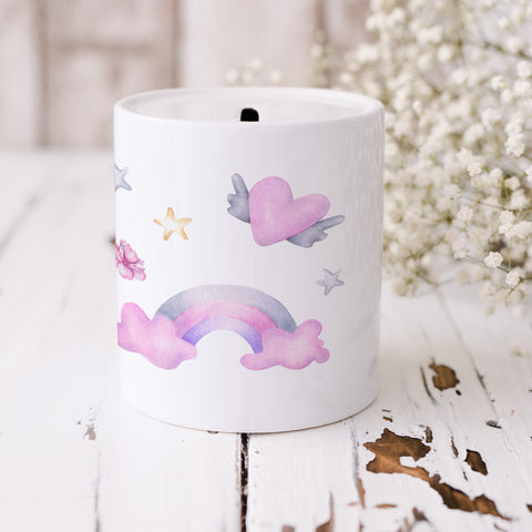 Bedruckte Spardose für Kinder - im Einhorn Design - mit Namen personalisiert